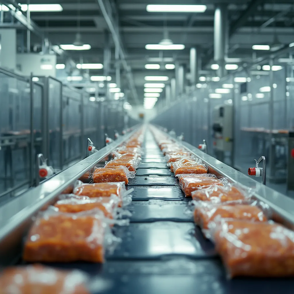 Interior de uma fábrica de alimentos processados