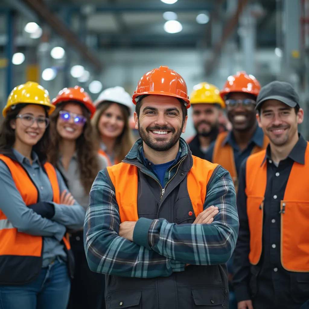 Trabalhadores em uma moderna fábrica brasileira